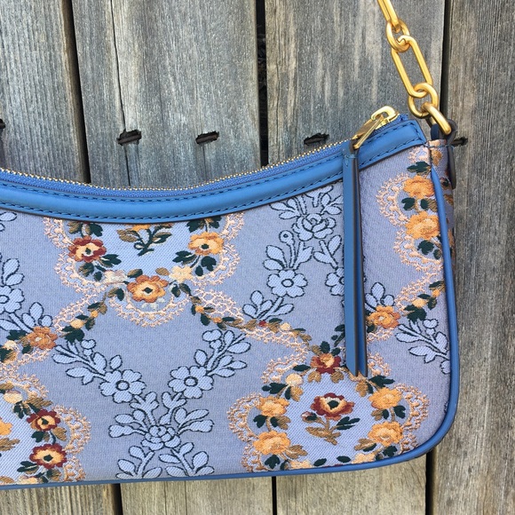 New Tory Burch Brocade Studio Shoulder Bag Sea Frost Blue - Picture 11 of 16